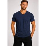 AXXEL Erkek Dark İndigo Pamuklu V Yaka Kısa Kollu T-shirt-d804