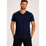 Axxel Erkek Dark Lacivert Pamuklu V Yaka Kısa Kollu T-SHIRT-D804 - XL - Koyu Lacivert