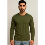 AXXEL Erkek Haki Pamuklu Likralı Süprem Uzun Kollu T-shirt-D240