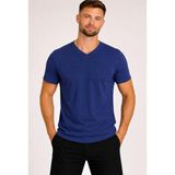 Axxel Erkek Koyu İndigo Pamuklu V Yaka Kısa Kollu T-SHIRT-D804 - 2XL