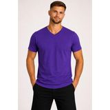 AXXEL Erkek Mor Pamuklu V Yaka Kısa Kollu T-shirt-d804