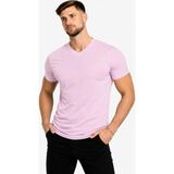 Axxel Erkek Pamuk Likralı Süprem V Yaka Kısa KOLLU-T-SHIRT-D231 - Açık Pembe - 2XL