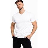 Axxel Erkek Pamuk Likralı Süprem V Yaka Kısa KOLLU-T-SHIRT-D231 - Beyaz