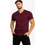 Axxel Erkek Pamuk Likralı Süprem V Yaka Kısa KOLLU-T-SHIRT-D231 - Bordo - 2XL