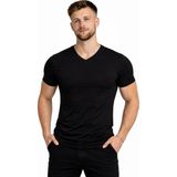 Axxel Erkek Pamuk Likralı Süprem V Yaka Kısa KOLLU-T-SHIRT-D231 - Siyah