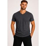 Axxel Erkek Pamuklu V Yaka Kısa Kollu T-SHIRT-D804 - 2XL - Koyu Füme