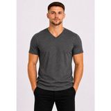Axxel Erkek Pamuklu V Yaka Kısa Kollu T-SHIRT-D804 - Antrasit Melanj - 3XL