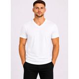 Axxel Erkek Pamuklu V Yaka Kısa Kollu T-SHIRT-D804 - Beyaz - 2XL