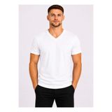 Axxel Erkek Pamuklu V Yaka Kısa Kollu T-SHIRT-D804 - Beyaz