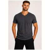 Axxel Erkek Pamuklu V Yaka Kısa Kollu T-SHIRT-D804 - Koyu Füme