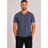 AXXEL Erkek Soft Füme Pamuklu V Yaka Kısa Kollu T-shirt-d804