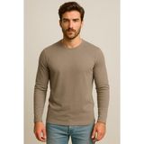 Axxel Erkek Toprak Rengi Pamuklu Likralı Süprem Uzun Kollu T-SHIRT-D240 - 2XL