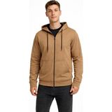 Axxel Erkek Vizon 2 Iplik Fermuarlı Kapüşonlu SWEATSHIRT-W1084