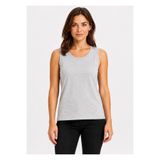 AXXEL Kadın Açık Gri Melanj Likralı Süprem Bisiklet Yaka Kolsuz T-shirt-D2277