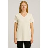 AXXEL Kadın Krem Kısa Kollu Pamuklu Oversize Rahat Kesim T-shirt-d804-k
