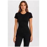AXXEL Kadın Siyah Likralı Süprem Slim Fit T-shirt-D232