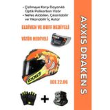 Axxıs Draken S Bombs A5 / Mat Kırmızı Full Face Motosiklet Kaskı - İntercom Uyumlu, Dot Ve Ece 22.06 + Eldiven Ve Buff Hediyeli