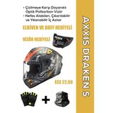 Axxıs Draken S Dinatoon B5 / Mat Kırmızı Full Face Motosiklet Kaskı - İntercom Uyumlu, Dot Ve Ece 22.06 + Eldiven Ve Buff Hediyeli