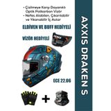 AXXIS Draken S Dinatoon C7 / Mat Mavi Full Face Motosiklet Kaskı - İntercom Uyumlu, DOT VE ECE 22.06 + ELDİVEN ve BUFF HEDİYELİ