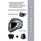 Axxıs Draken S Forza B5 / Mat Red Full Face Motosiklet Kaskı - İntercom Uyumlu, Dot Ve Ece 22.06 + Eldiven Ve Buff Hediyeli