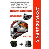 Axxıs Draken S Jolly C12/ Mat Gri Full Face Motosiklet Kaskı - İntercom Uyumlu, Dot Ve Ece 22.06 + Eldiven Ve Buff Hediyeli