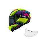 AXXIS Draken S Jolly Mat Fluo Yellow Desenli? Motosi?klet Kaski Çi?ft Vi?zörlü