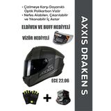 Axxıs Draken S Mp4 B1 / Mat Siyah Full Face Motosiklet Kaskı - İntercom Uyumlu, Dot Ve Ece 22.06 + Eldiven Ve Buff Hediyeli