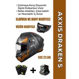 Axxıs Draken S Pumpkin B4 / Fosfor Turuncu Full Face Motosiklet Kaskı - İntercom Uyumlu, Dot Ve Ece 22.06 + Eldiven Ve Buff Hediyeli