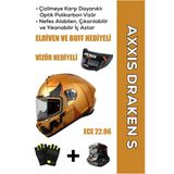 Axxıs Draken S Pumpkin C3 / Mat Sarı Full Face Motosiklet Kaskı - İntercom Uyumlu, Dot Ve Ece 22.06 + Eldiven Ve Buff Hediyeli