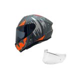 AXXIS Draken S Pumpki?n Mat Fluo Orange Desenli? Motosi?klet Kaski Çi?ft Vi?zörlü