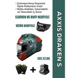 AXXIS Draken S Simian B4 / Mat Mavi Turuncu Full Face Motosiklet Kaskı - İntercom Uyumlu, DOT VE ECE 22.06 + ELDİVEN ve BUFF HEDİYELİ
