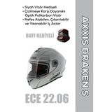 Axxıs Draken S Solıd / Parlak Gri Full Face Motosiklet Kaskı Siyah Vizör Hediyeli