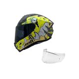 AXXIS DRAKEN S TROOPER D3 MAT FLUOR YELLOW DESENLİ MOTOSİKLET KASKI ÇİFT VİZÖRLÜ