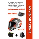 Axxıs Draken S Trooper E5 / Mat Kırmızı Full Face Motosiklet Kaskı - İntercom Uyumlu, Dot Ve Ece 22.06 + Eldiven Ve Buff Hediyeli