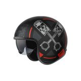 AXXIS Motosiklet Kaskı Retro Güneş Vizörlü Hornet S Sv Skulls B5 Mat Kırmızı Motorcu Kask