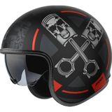 Axxis Motosiklet Kaskı Retro Güneş Vizörlü Hornet S Sv Skulls B5 Matt Red Motorcu Kask - Çok Renkli