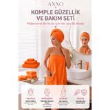 AXXO 3'lü Spa Bakım Seti - Mikrofiber Spa Havlusu, Saç Bonesi ve Saç Bandı (3 lü Set)