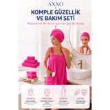 AXXO Askılı 3'lü Spa Bakım Seti - Mikrofiber Spa Havlusu, Saç Bonesi ve Saç Bandı
