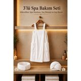 Axxo Beyaz 3'lü Spa Bakım Seti - Mikrofiber Terry (Havlu Dokulu) Spa Havlusu, Saç Bonesi ve Saç Bandı - S - M