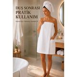 Axxo Beyaz Mikrofiber Weft (Havlu Dokulu) Spa Havlusu Askısız Model 400 Gsm Tek Cepli Spa Banyo Havlusu - L - XL