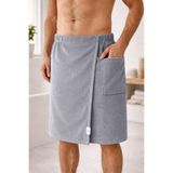 AXXO Gri Mikrofiber Weft (Havlu Dokulu) Spa Havlusu Askısız Model 400 GSM Tek Cepli Spa Banyo Havlusu