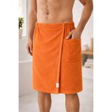 Axxo Turuncu Mikrofiber Weft (Havlu Dokulu) Spa Havlusu Askısız Model 400 Gsm Tek Cepli Spa Banyo Havlusu - L - XL