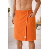 Axxo Turuncu Mikrofiber Weft (Havlu Dokulu) Spa Havlusu Askısız Model 400 Gsm Tek Cepli Spa Banyo Havlusu - S - M