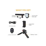 Ay-49 Video Making Kit Kumandalı Mikrofon Led Işık Mini Tripod Için Telefon Vlog Video Kayıt