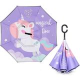 Ay Ege Çocuk Şemsiye Ters Şemsiye Fantasy Ünicorn - Mor - Beyaz