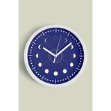 Ay Evreleri Tasarım Modern Duvar Saati - 25cm - Önü Camlı Beyaz Kasa - Sessiz Mekanizma, JH0037S25BKP