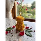 AY IŞIĞI MUMLARI Gül Tasarımlı Hediyelik Dekoratif Kavun Kokulu Soya Wax Mum (Sarı Renkli)