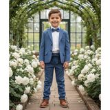 Ay Kids Erkek Çocuk Damatlık 4 Parça Mavi Blazer Ceketli Şık Takım Elbise 5428-MY - 5 Yaş