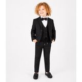 Ay Kids Erkek Çocuk Damatlık 4 Parça Siyah Blazer Ceket & Gömlek & Pantalon & Papyon Şık Takım Elbise 5428- - 4 Yaş