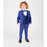 Ay Kids Erkek Çocuk Damatlık Mavi Takım Elbise 4'lü Set (Ceket, Gömlek, PANTOLON,PAPYON)5400-